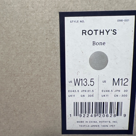 Rothy’s Men’s Size 12 The Sneaker Bone White Knit Lace Up NEW IN BOX - Picture 2 of 10